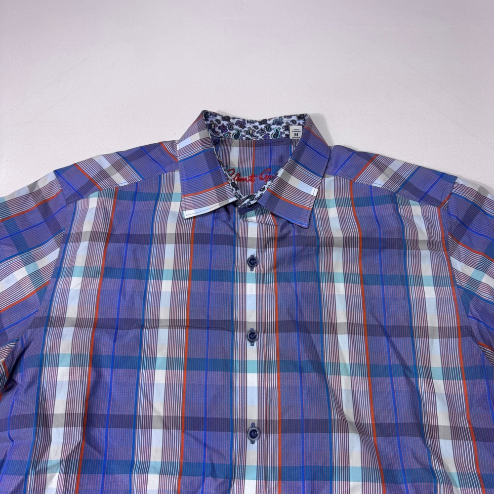 Robert Graham Men's Medium Classic Fit Button Shirt Plaid Modern Casual Cotton